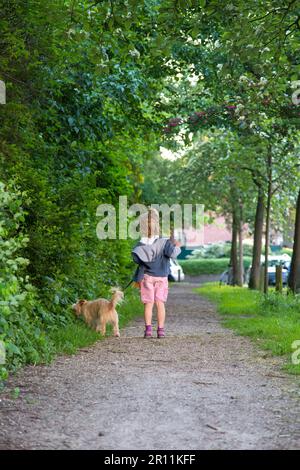 Mädchen (5) mit Hund, Laufhund, Kiel, Deutschland Stockfoto