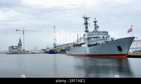 Russisches Ausbildungsschiff 210, Führungsschiff der Smolnyy-Klasse (Projekt 887), um Kadetten der Marine zu üben, die die Marine, russische Besatzung und Matrosen erziehen Stockfoto