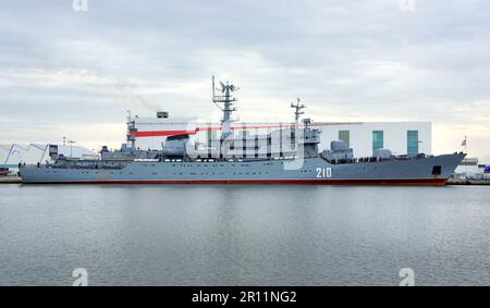 Russisches Ausbildungsschiff 210, Führungsschiff der Smolnyy-Klasse (Projekt 887), um Kadetten der Marine zu üben, die die Marine, russische Besatzung und Matrosen erziehen Stockfoto