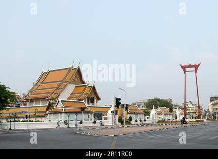 Der Giant Swing von Wat Suthat in Bangkok, Thailand. Stockfoto