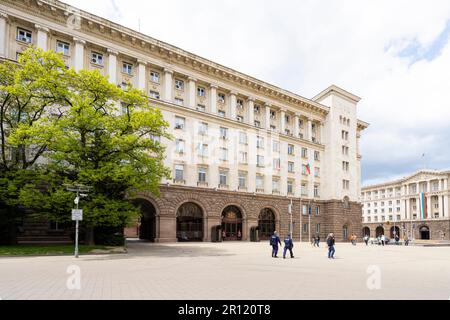 Sofia, Bulgarien. Mai 2023. Außenansicht des Präsidentenpalastes der Republik Bulgarien im Stadtzentrum Stockfoto