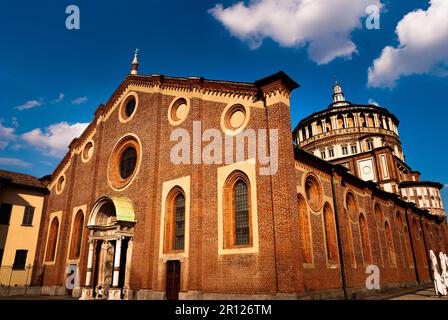 Ein atemberaubender Blick auf die Kirche Santa Maria delle Grazie in Mailand, Italien Stockfoto