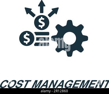 Symbol für Kostenmanagement. Einfarbiges einfaches Schild aus der Business Concept Collection. Symbol für Kostenmanagement für Logo, Vorlagen, Webdesign und Infografiken. Stock Vektor