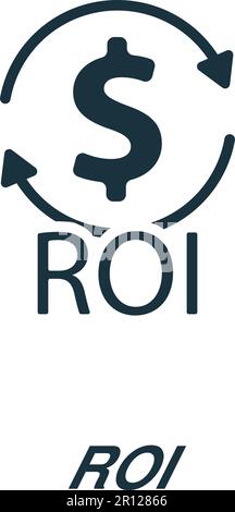 ROI-Symbol. Einfarbiges einfaches Schild aus der Business Concept Collection. ROI-Symbol für Logo, Vorlagen, Webdesign und Infografiken. Stock Vektor