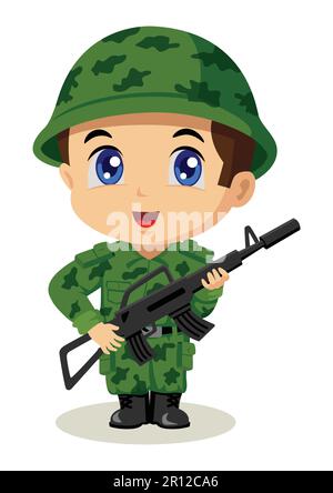 Niedliche Cartoon-Illustration eines Soldaten Stock Vektor