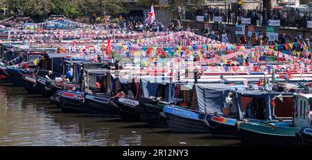 Das IWA Canalway Cavalcade veranstaltet am Samstag, den 29. April, während des Feiertagswochenendes, Celebra, Londons Little Venice zu einem 40.-jährigen Jubiläum Stockfoto