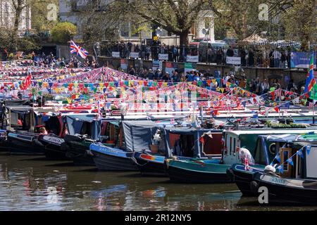 Das IWA Canalway Cavalcade veranstaltet am Samstag, den 29. April, während des Feiertagswochenendes, Celebra, Londons Little Venice zu einem 40.-jährigen Jubiläum Stockfoto