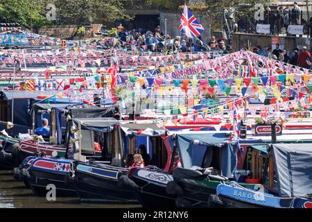 Das IWA Canalway Cavalcade veranstaltet am Samstag, den 29. April, während des Feiertagswochenendes, Celebra, Londons Little Venice zu einem 40.-jährigen Jubiläum Stockfoto