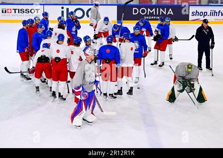 Riga, Lettland. 11. Mai 2023. Training der tschechischen Nationalhockeymannschaft in der Daugava Arena, 11. Mai 2023, Riga. Kredit: David Tanecek/CTK Photo/Alamy Live News Stockfoto