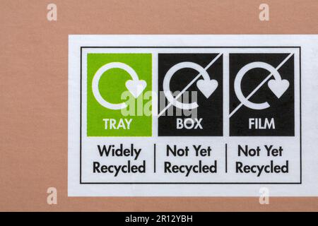 Recycling-Informationen auf Lebensmittelverpackungen Stockfoto