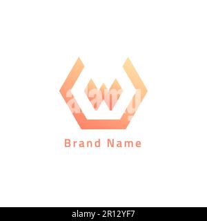 Ein abstraktes sechseckiges Logo in Form von Buchstaben und die vorherrschende Farbe ist Orange. Stock Vektor