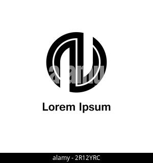 Logo-Variante eines schwarzen Kreises, der Buchstaben bildet. Stock Vektor