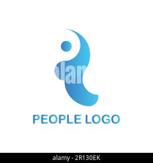 Abstraktes Logo, das einer Person ähnelt und blau ist. Stock Vektor