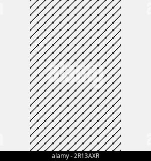 Durchgehende dünne Linien mit Punkten. Weißer Hintergrund mit schrägen, äquidistanten schwarzen Linien. Gestreifter Business-Style. Laconische Schattierung mit schrägen Linien. Stock Vektor