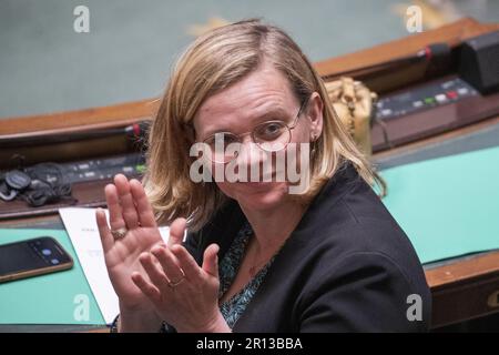 Brüssel, Belgien. 11. Mai 2023. Marie-Colline Leroy, Staatssekretärin für Gleichstellung und Diversität, auf einer Plenarsitzung der Kammer im Bundesparlament in Brüssel am Donnerstag, den 11. Mai 2023. BELGA FOTO NICOLAS MAETERLINCK Kredit: Belga News Agency/Alamy Live News Stockfoto