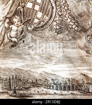 Acción de 250 Pesos de la Real Compañía de Comercio de Barcelona, 1759. Foment del Treball Nacional de Barcelona. Stockfoto