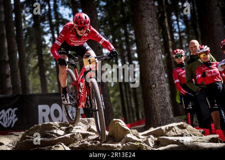 Morave, Tschechische Republik, 11. Mai 2023. Schweizer Mountainbiker Alessandra Keller während eines Trainings vor der Mountain Bike Weltmeisterschaft in Nove Mesto na Morave, Tschechische Republik, 11. Mai 2023. (CTK Photo/Jaroslav Svoboda) Stockfoto