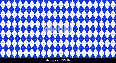 Harlekin oder bayern, nahtloses Muster in rblau und weiß. Klassisches Stoffdesign im Schottenstil. Einfacher Hintergrund mit Raute oder Raute. Geometrischer Vektor Stock Vektor