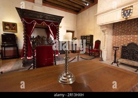 Die Kammer von Leonardo da Vinci. Château du Clos Lucé (15h. Jahrhundert). Amboise-Gemeinde im Departement Indre-et-Loire. Loire-Tal. Frankreich Stockfoto