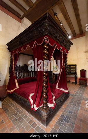 Die Kammer von Leonardo da Vinci. Château du Clos Lucé (15h. Jahrhundert). Amboise-Gemeinde im Departement Indre-et-Loire. Loire-Tal. Frankreich Stockfoto