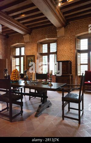 Das große Zimmer. Château du Clos Lucé (15h. Jahrhundert). Amboise-Gemeinde im Departement Indre-et-Loire. Loire-Tal. Frankreich Stockfoto