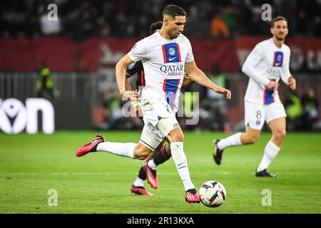 Achraf HAKIMI von PSG während des Fußballspiels der französischen Meisterschaft Ligue 1 zwischen OGC Nizza und Paris Saint-Germain am 8. April 2023 in der Allianz Riviera in Nizza, Frankreich – Photo Matthieu Mirville/DPPI Stockfoto