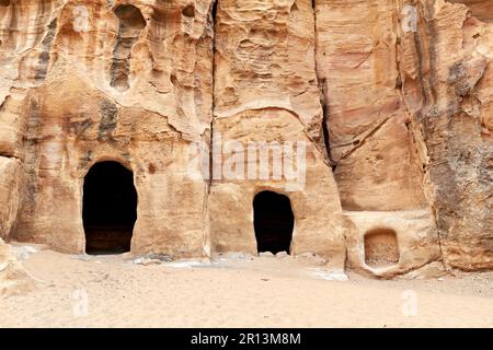 Jordanien. Archäologische Ausgrabungsstätte in Little Petra. Wadi Musa Stockfoto