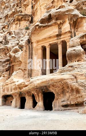 Jordanien. Archäologische Ausgrabungsstätte in Little Petra. Wadi Musa Stockfoto