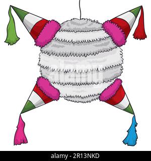 Farbenfrohe Pinata in mexikanischen Farben. Cartoon-Design auf weißem Hintergrund. Stock Vektor