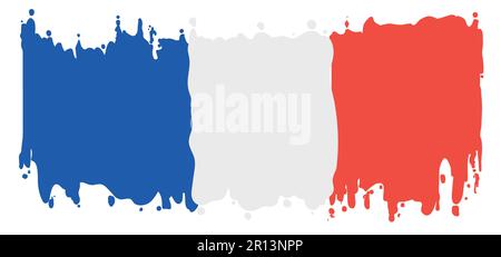 Farbspritzer in den patriotischen Farben der französischen Flagge: Blau, weiß und rot. Stock Vektor