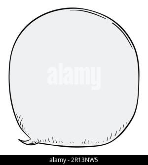 Vorlagendesign mit rundem Sprechballon im Doodle-Stil. Zeichnung auf weißem Hintergrund. Stock Vektor