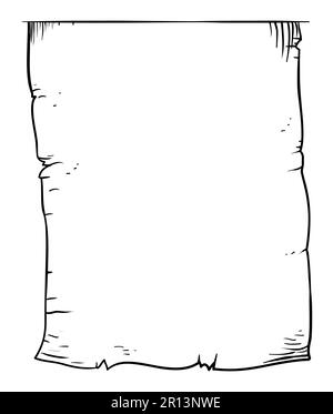 Seite mit altem Papier, die oben herauskommt. Vorlage im handgezeichneten Stil auf weißem Hintergrund. Stock Vektor