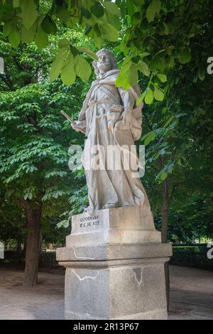 Statue des visigotischen Königs Gundemar (Gundemaro) am Paseo de la Argentina im Retiro Park - Madrid, Spanien Stockfoto