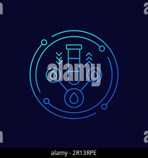 Symbol für Wassertests mit einem Reagenzglas, lineares Design Stock Vektor