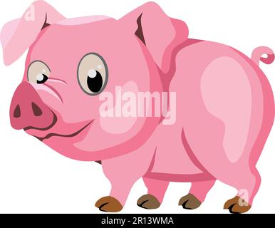 Pink Pig Baby Animal Cartoon Vector Stock Vektor
