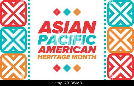 Monat des asiatisch-pazifischen amerikanischen Kulturerbes im Mai. Es feiert die Geschichte der asiatischen Amerikaner und der Pazifikinselbewohner in den Vereinigten Staaten. Vektorposter Stock Vektor