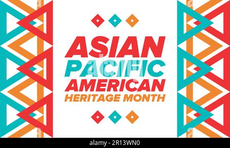 Monat des asiatisch-pazifischen amerikanischen Kulturerbes im Mai. Es feiert die Geschichte der asiatischen Amerikaner und der Pazifikinselbewohner in den Vereinigten Staaten. Vektorposter Stock Vektor