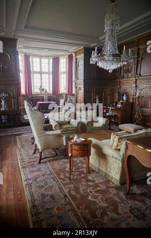 The Dining Room of Burton Agnes Hall, ein hervorragendes elisabethanisches Herrenhaus aus dem 17. Jahrhundert im East Riding of Yorkshire, England, Stockfoto