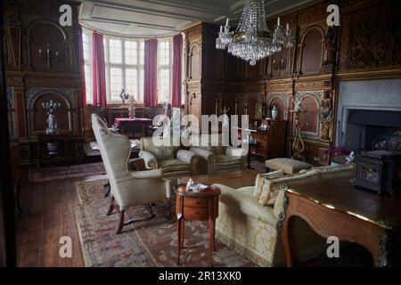 The Dining Room of Burton Agnes Hall, ein hervorragendes elisabethanisches Herrenhaus aus dem 17. Jahrhundert im East Riding of Yorkshire, England, Stockfoto