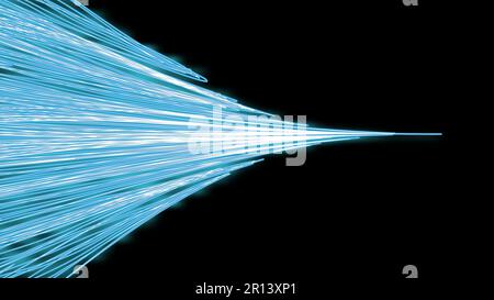 Wunderschöner abstrakter, leuchtend blauer Text von magischen, kosmischen Wellenlinien und Kopierraum auf schwarzem Hintergrund. Vektor. Stock Vektor