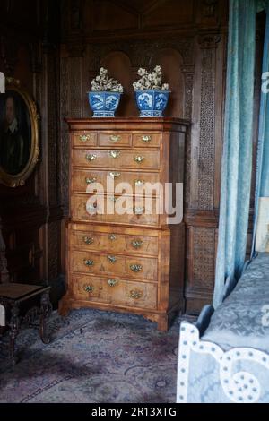 Das Innere der Burton Agnes Hall, einem herrlichen elisabethanischen Herrenhaus aus dem 17. Jahrhundert im East Riding of Yorkshire, England, Großbritannien. Stockfoto