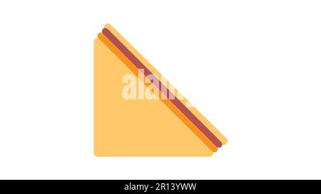 Weißes Brot-Sandwich mit Füllung, weißer Hintergrund, Vektordarstellung. Fastfood. Zweilagige Füllung mit Fleisch, Käse und Kräutern. Köstlicher Trian Stock Vektor