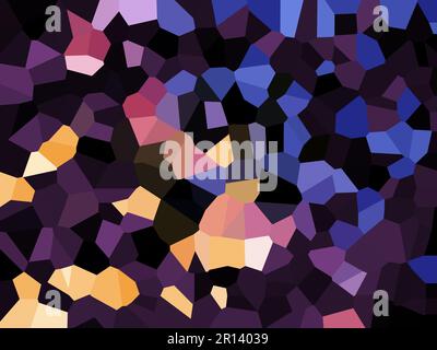 Schwarzer, violetter, gelber, orangefarbener, kristallisierter Dreieckshintergrund, Hintergrundbild, Desktop-Design. Ästhetisch schön, stilvoll, atemberaubend. Stockfoto