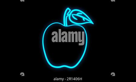 Neon-Apfel-Symbol. Dekoration und Werbemotiv. Farbenfrohes Design. Vektordarstellung. Stock Vektor