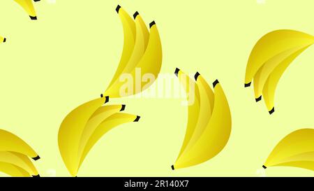 Nahtloses, stilvolles Muster mit frischen gelben Bananen auf gepunktetem Hintergrund in flachem Stil. Fruchtiges Muster für Stoff, Textil, Wrap, T-Shirt, Bermudas und Stock Vektor