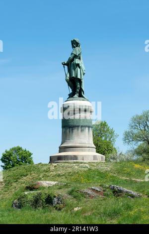 Alise Sainte reine, Vercingetorix monumentale Statue des Bildhauers Aime Millet auf dem Gipfel des Mont Auxois, Cote d'Or, Bourgogne Franche Comte, Frankreich Stockfoto