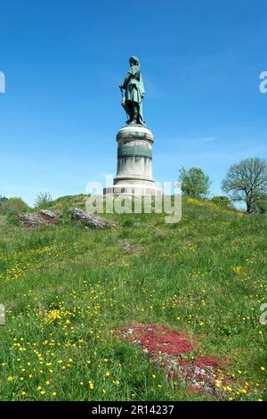 Alise Sainte reine, Vercingetorix monumentale Statue des Bildhauers Aime Millet auf dem Gipfel des Mont Auxois, Cote d'Or, Bourgogne Franche Comte, Frankreich Stockfoto