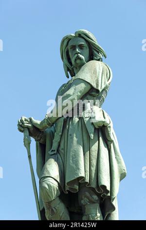 Alise Sainte reine, Vercingetorix monumentale Statue des Bildhauers Aime Millet auf dem Gipfel des Mont Auxois, Cote d'Or, Bourgogne Franche Comte, Frankreich Stockfoto