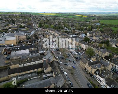 Chipping Norton Stadtzentrum Oxfordshire UK Drohne aus der Vogelperspektive Stockfoto