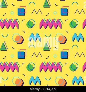Abstrakter geometrischer Vektor nahtlos in 90s oder 80s Stock Vektor